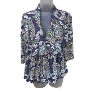 New Jaase Floral Pattern Rayon Kimono Cardigan Jacket With Tassel Tie Closure 3/